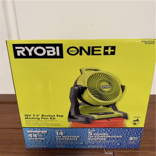 California NEW Ryobi 18V 7.5 Bucket Top Misting Fan Kit includes (1) Battery & Charger
