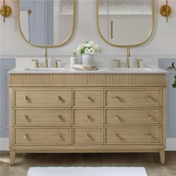Phoenix NEW Home Decorators Collection Danby 60 in. Double Sink Platinum Oak Bath Vanity with White Engineered Marble Top (Assembled)