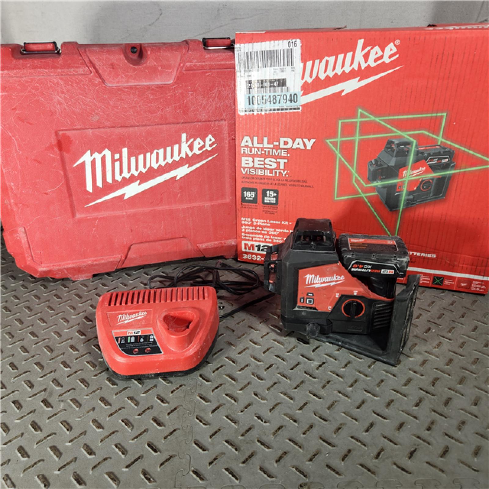 Houston Location - AS-IS Milwaukee-3632-21 M12 Green Beam Laser 360 3-Plane Kit - Appears IN USED Condition