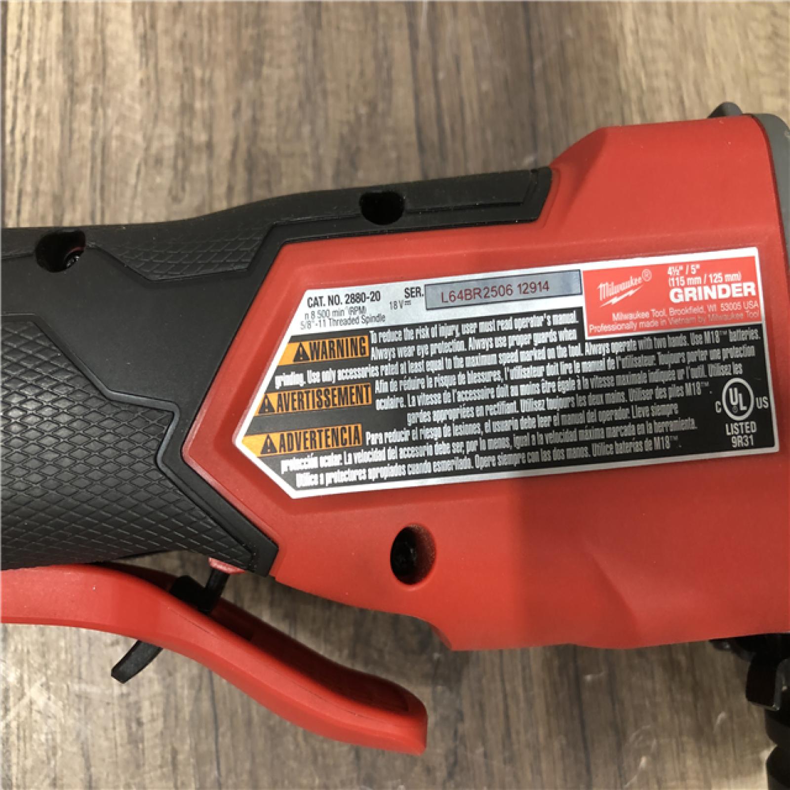 AS-IS Milwaukee FUEL 18V Lithium-Ion Brushless Cordless 4-1/2 in./5 in. Grinder w/Paddle Switch (Tool-Only)