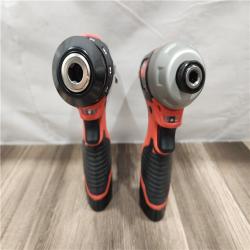 AS-IS- Milwaukee M12 Cordless Combination 3/8 Drill / Driver and 1/4 Hex Impact Driver Dual Power Tool Kit (2 Lithium Ion Batteries  Charger  and B