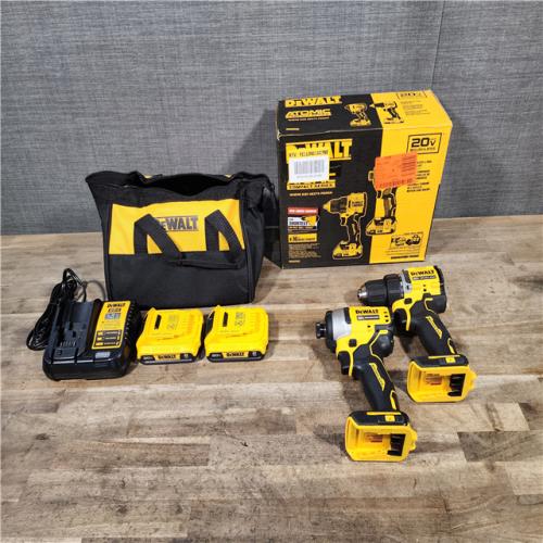 HOUSTON LOCATION - AS-IS Dewalt DCK225D2 20V MAX ATOMIC Brushless Compact Lithium-Ion 1/2 in. Cordless Drill Driver and 1/4 in. Impact Driver Combo Kit with 2 Batteries 2 Ah