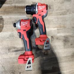HOUSTON LOCATION - AS-IS Milwaukee M18 18V Lithium-Ion Brushless Cordless Compact Drill/Impact Combo Kit (2-Tool) W/(2) 2.0 Ah Batteries  Charger & Bag