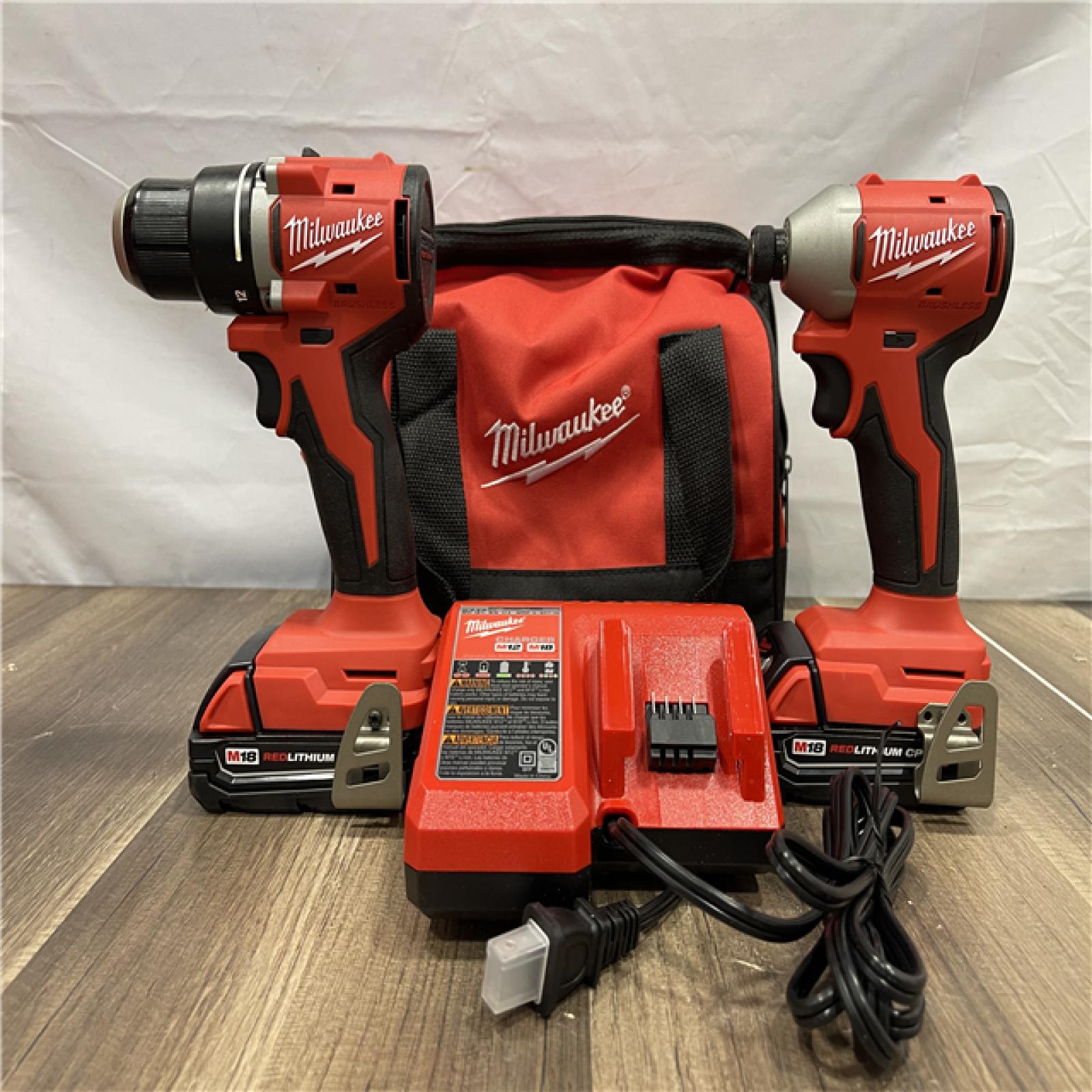 AS-IS Milwaukee 18V Lithium-Ion Brushless Cordless Compact Drill/Impact Combo Kit