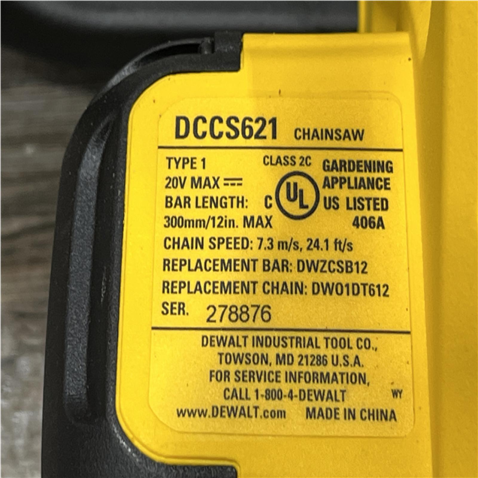 AS-IS DEWALT 20V MAX 12 in. Cordless Battery Powered Chainsaw (Tool Only)