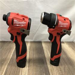 AS-IS Milwaukee 12-Volt Lithium-Ion Brushless Cordless Subcompact Drill and Impact Driver Combo Kit