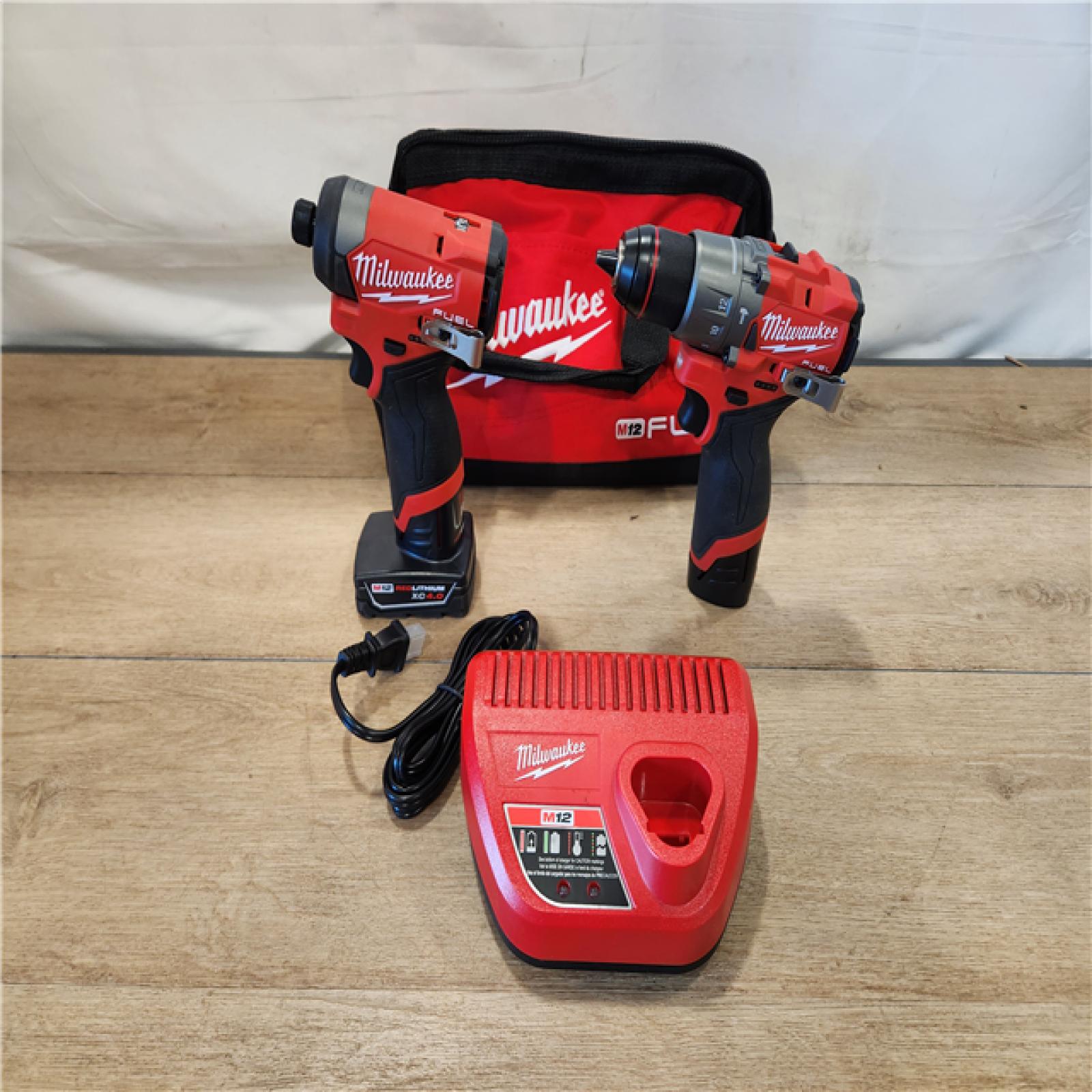 AS-IS- Milwaukee 12V Brushless Hammer Drill and Impact Driver Combo Kit