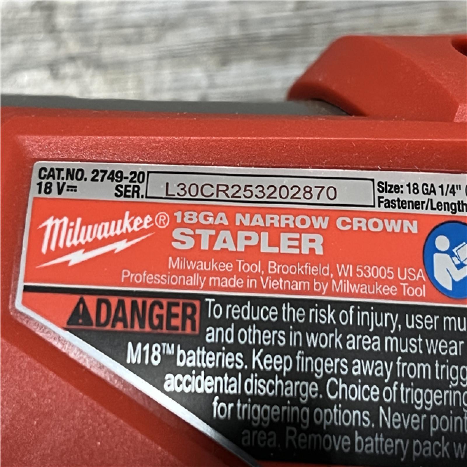 AS-IS Milwaukee FUEL 18-Volt Lithium-Ion Brushless Cordless 18-Gauge 1/4 in. Narrow Crown Stapler (Tool-Only)