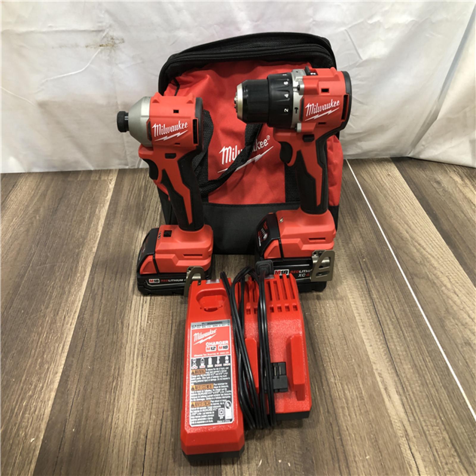 AS-IS Milwaukee 18-Volt Lithium-Ion Brushless Cordless Compact Hammer Drill/Impact Combo Kit