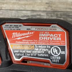 AS-IS Milwaukee 18V Lithium-Ion Cordless 1/4 in. Impact Driver Kit