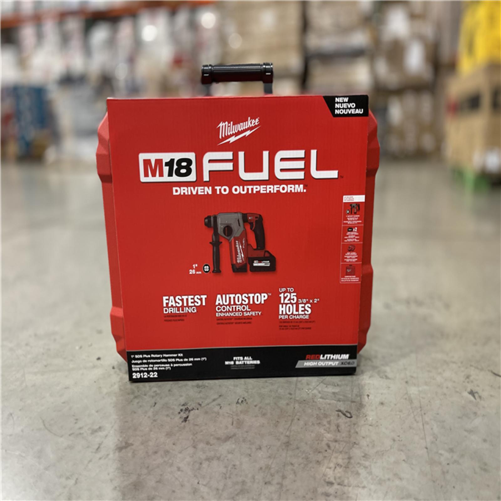 NEW! - Milwaukee M18 FUEL 18V Lithium-Ion Brushless 1 in. Cordless SDS-Plus Rotary Hammer Kit with Two 6.0 Ah Batteries  Hard Case