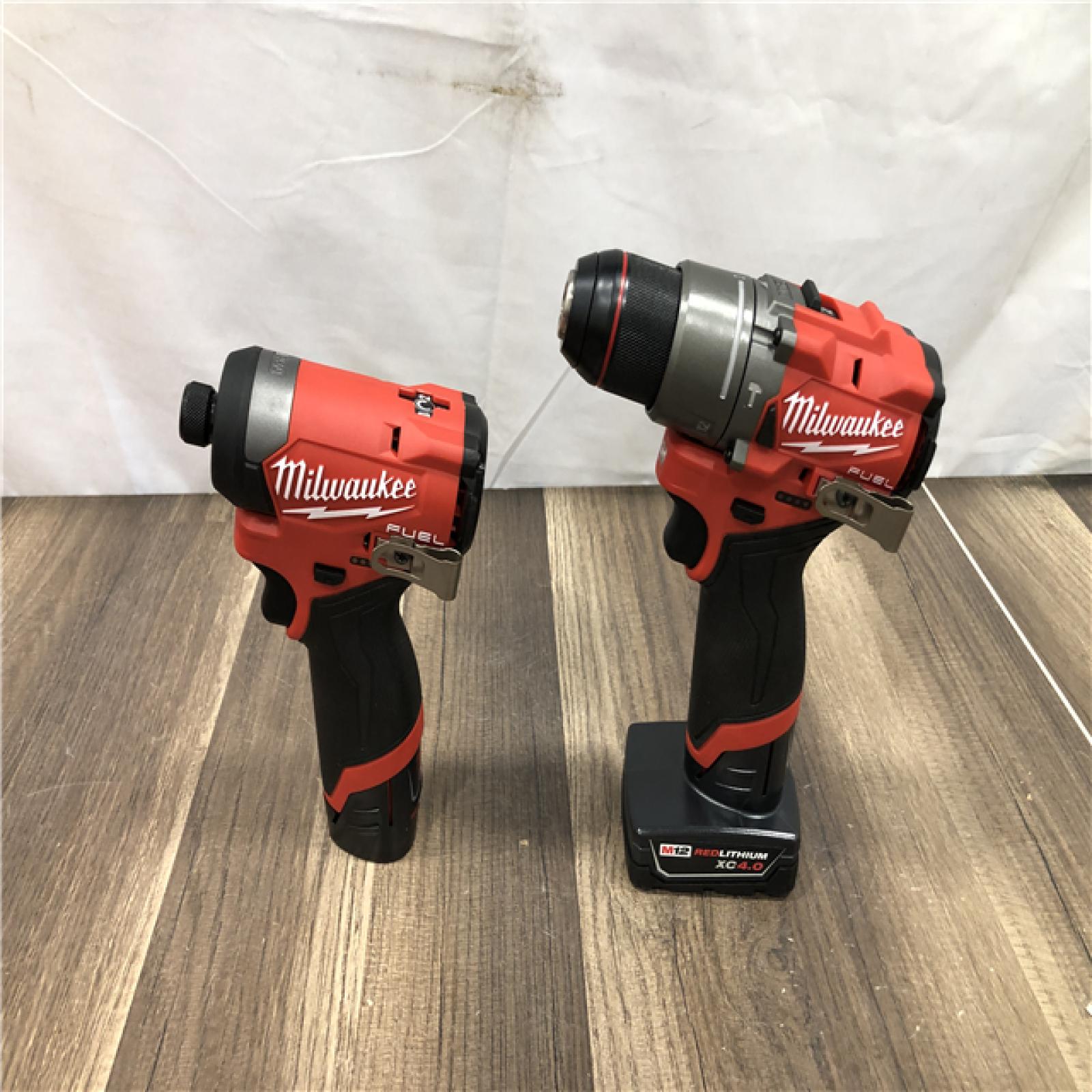 AS-IS Milwaukee FUEL 12-Volt Lithium-Ion Brushless Cordless Hammer Drill and Impact Driver Combo Kit