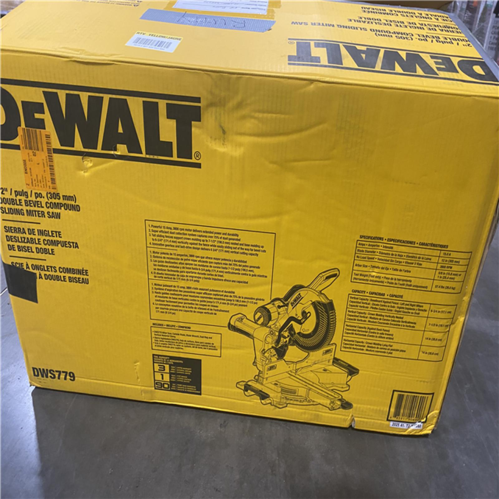 As-Is-  DEWALT 15 Amp Corded 12 in. Double Bevel Sliding Compound Miter Saw