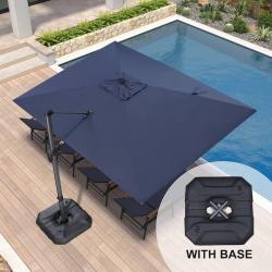 Phoenix PURPLE LEAF 9 ft. x 11.5 ft. Aluminum Outdoor Cantilever Patio Umbrella Offset 360° Rotation Umbrella with Base