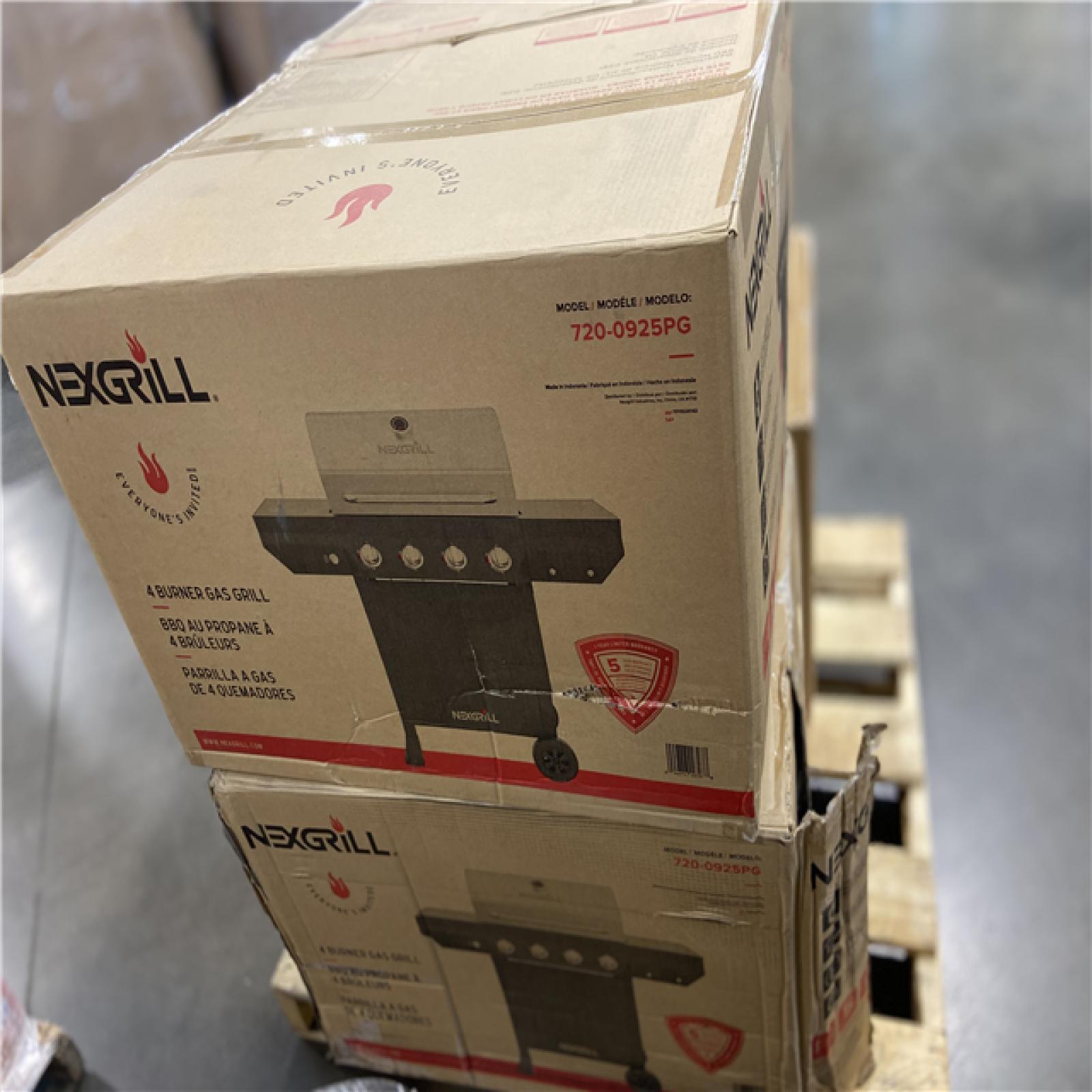 DALLAS LOCATION - Nexgrill 4-Burner Propane Gas Grill in Black with Stainless Steel Main Lid (4 UNITS)