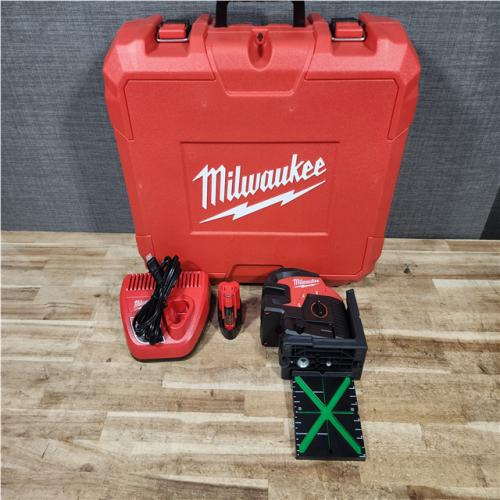 HOUSTON LOCATION - AS - IS Milwaukee 12-Volt Lithium-Ion Cordless Green Cross Line and 4-Points Laser Level Kit