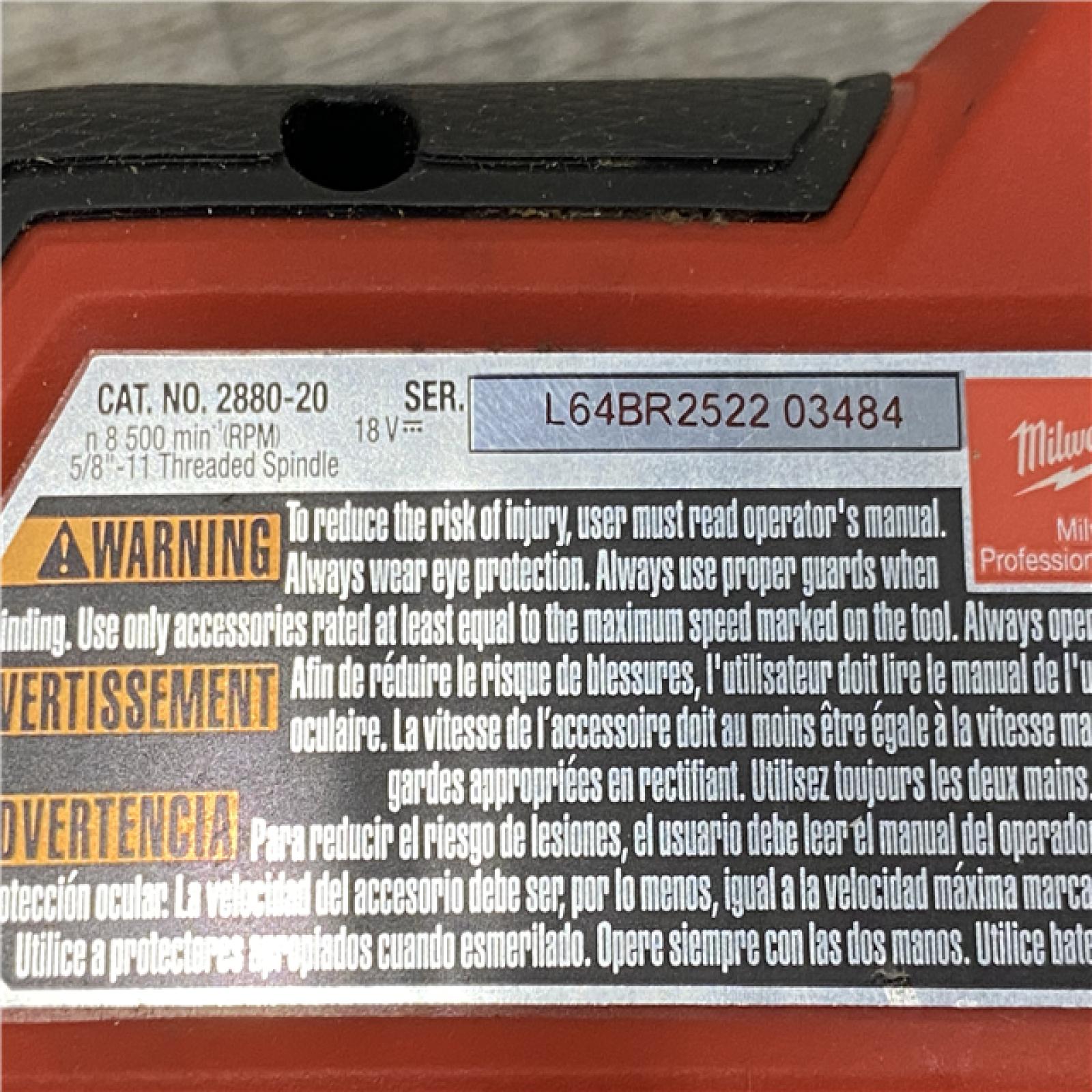 AS-IS Milwaukee FUEL 18V Lithium-Ion Brushless Cordless 4-1/2 in./5 in. Grinder w/Paddle Switch (Tool-Only)