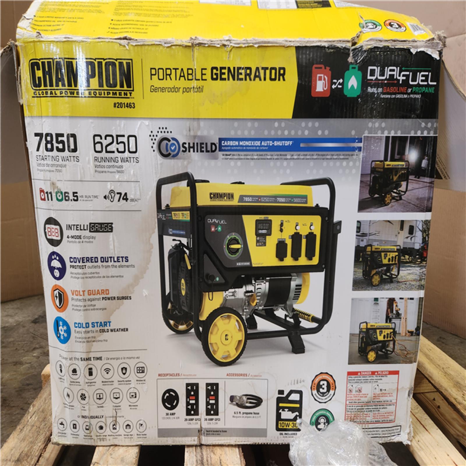 Phoenix Champion Power Equipment 7850/6250-Watt Recoil Start Storm Ready Gasoline and Propane Powered Dual Fuel Portable Generator with CO Shield