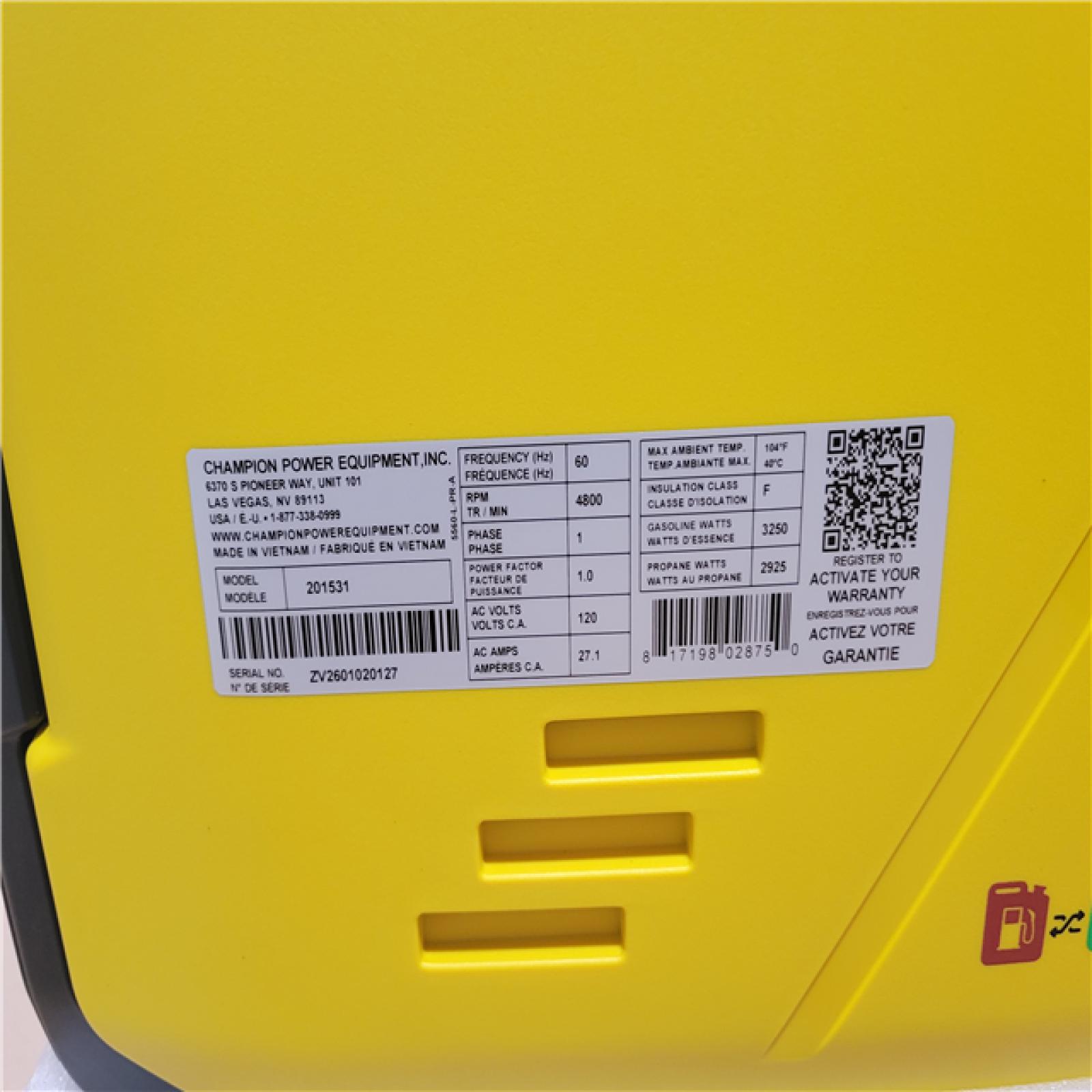 CALIFORNIA AS-IS CHAMPION PORTABLE GENERATOR