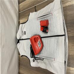 AS-IS Milwaukee Women's Medium 12-Volt Lithium-Ion Cordless Axis Gray Heated Vest Kit with (1) 2.0 Ah Battery and Charger