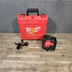 HOUSTON LOCATION - AS-IS MILWAUKEE 100 Ft. REDLITHIUM Lithium-Ion USB Green Rechargeable Cross Line Laser Level with Charger