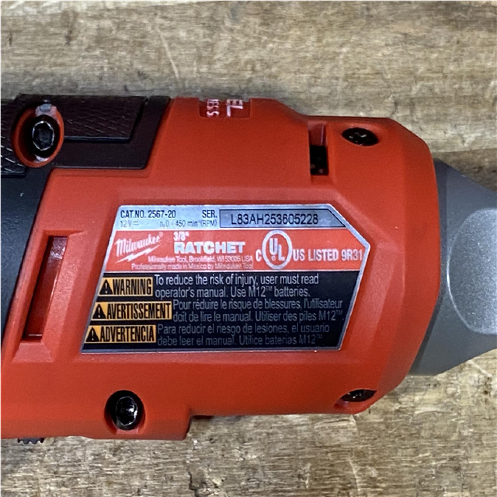 Houston Location AS-IS Milwaukee FUEL 12-Volt Lithium-Ion Brushless Cordless High Speed 3/8 in. Ratchet (Tool-Only)