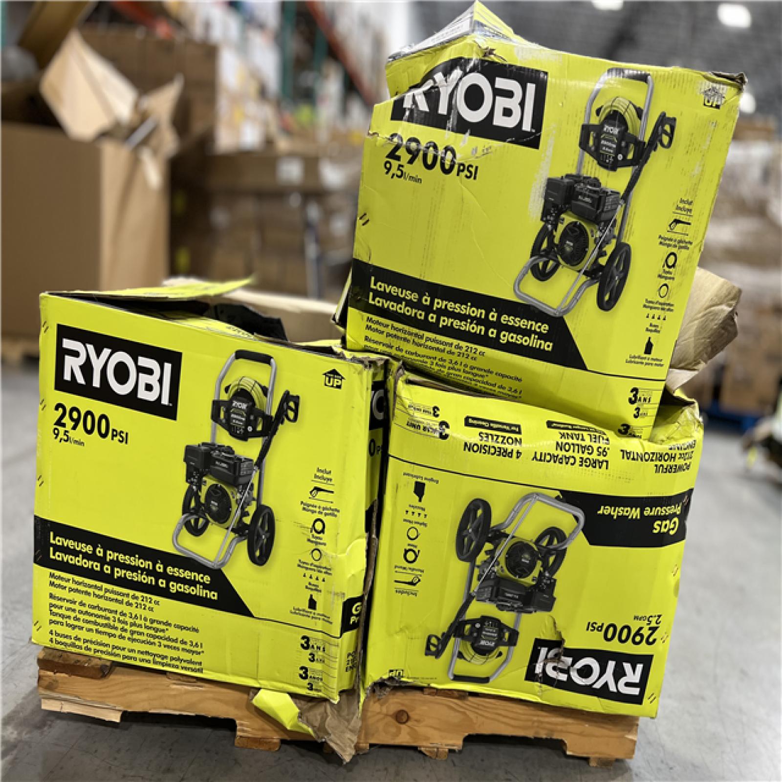 DALLAS LOCATION - RYOBI 2900 PSI 2.5 GPM Cold Water Gas Pressure Washer with 212cc Engine PALLET - (5 UNITS)