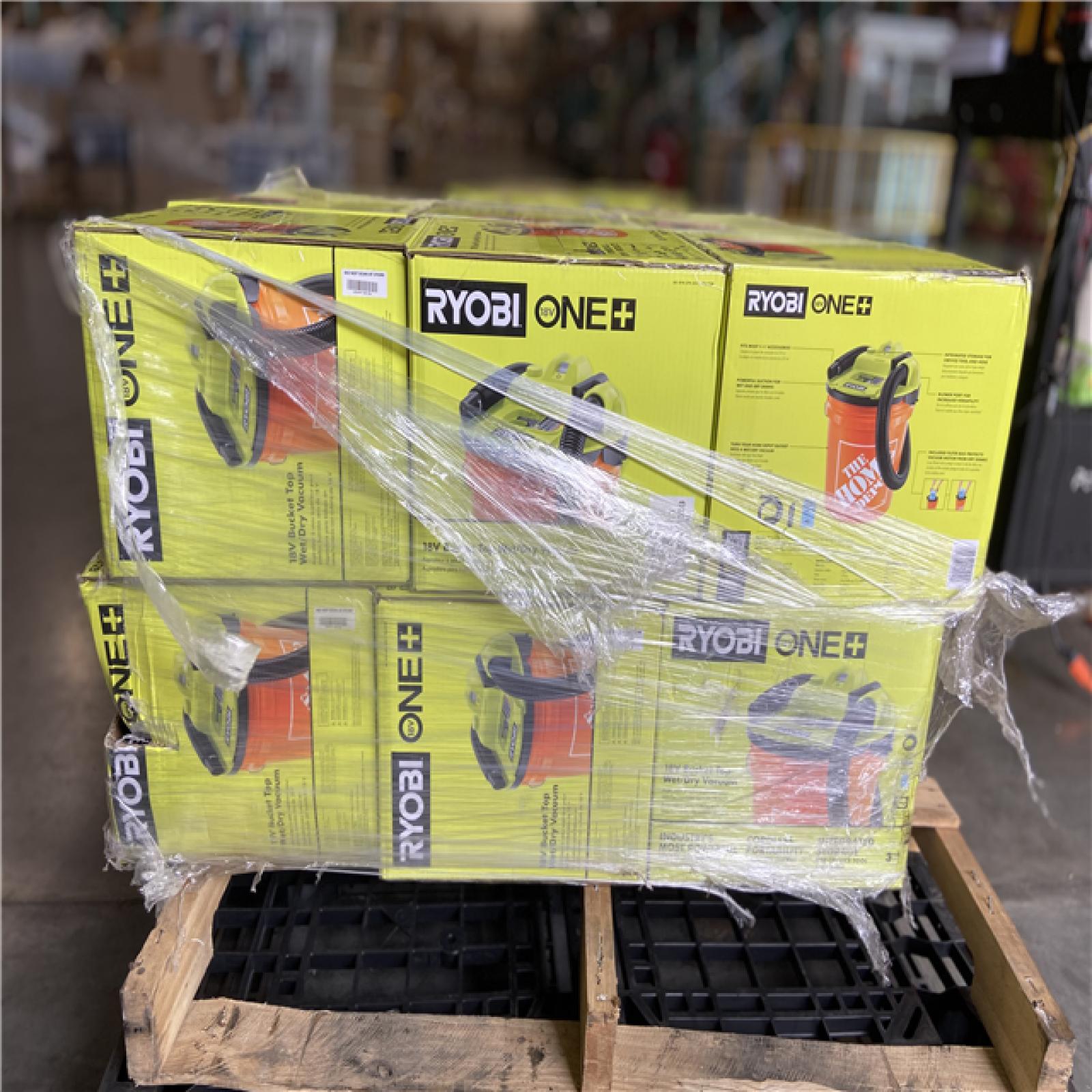 DALLAS LOCATION - RYOBI ONE+ 18V Cordless 5 Gal. Bucket Top Wet/Dry Vacuum (Tool Only) with 1/4 in. Hose and Crevice Tool (19 UNITS)