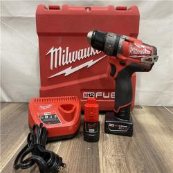 AS-IS Milwaukee FUEL 12V Lithium-Ion Brushless Cordless 1/2 in. Hammer Drill and Driver Kit