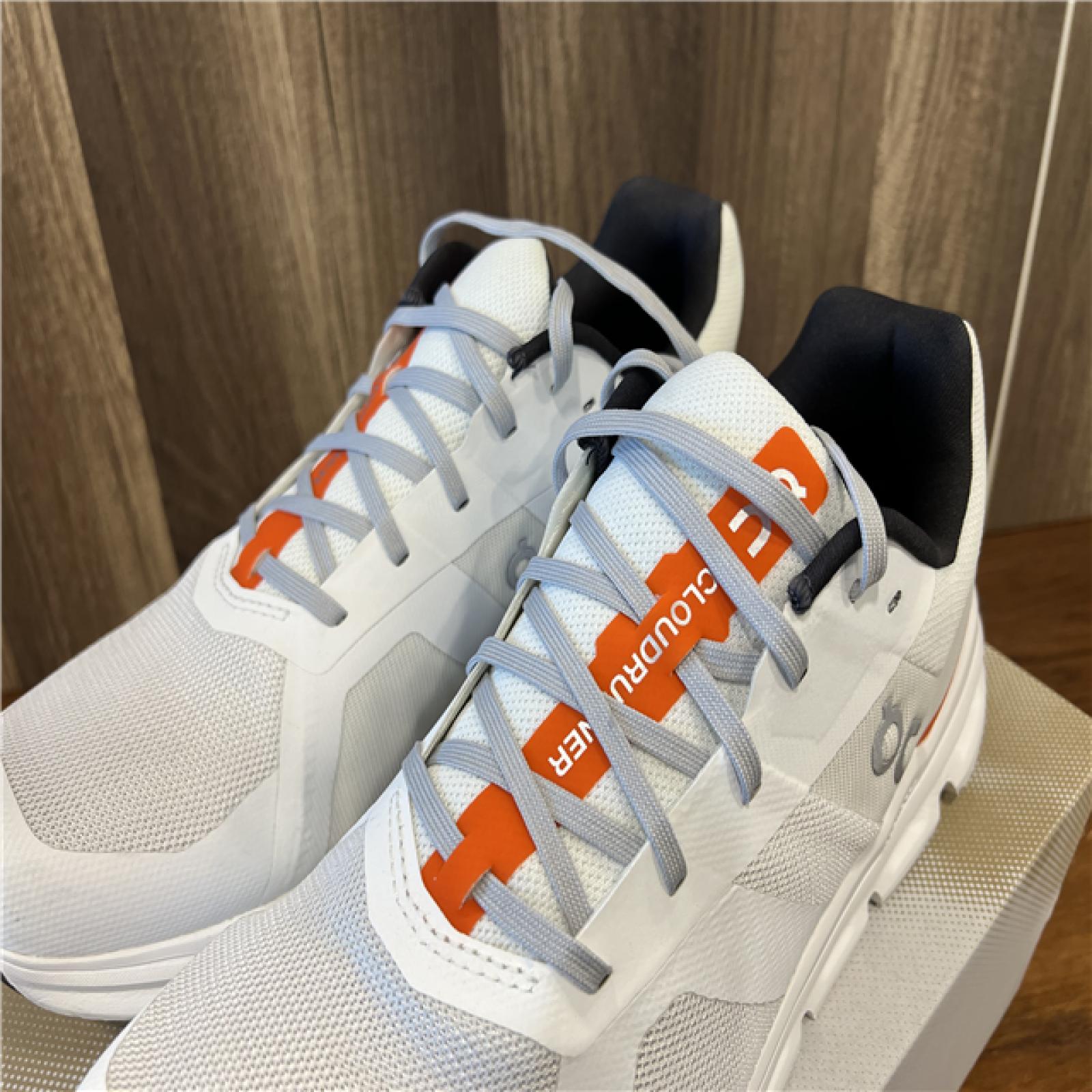 NEW! On Men's Cloudrunner Shoes in Undyed/White/Flame | Size: 10 Width: 2E | Fit2Run