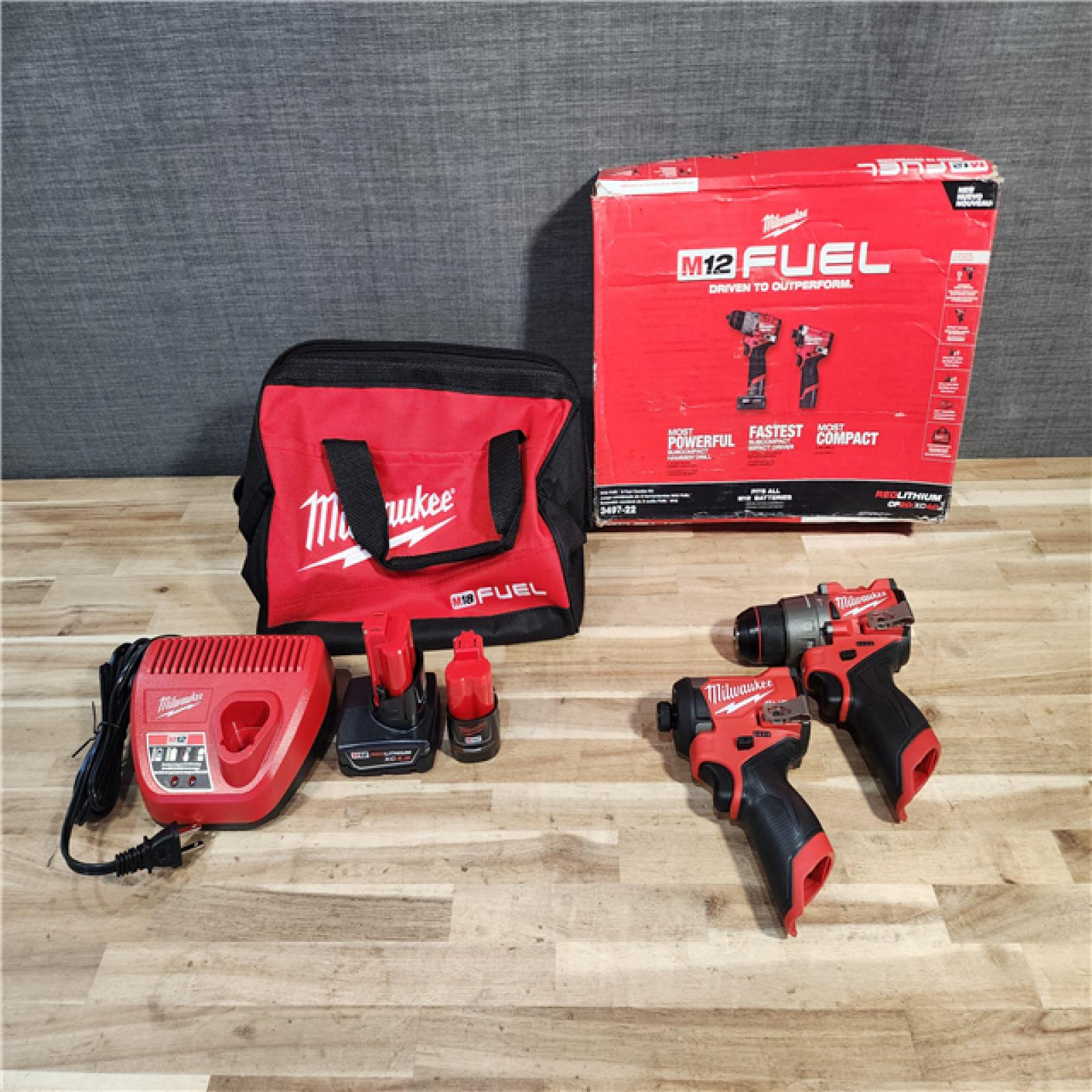 HOUSTON LOCATION - AS-IS (APPEARS LIKE NEW) Milwaukee FUEL 12-Volt Lithium-Ion Brushless Cordless Hammer Drill and Impact Driver Combo Kit