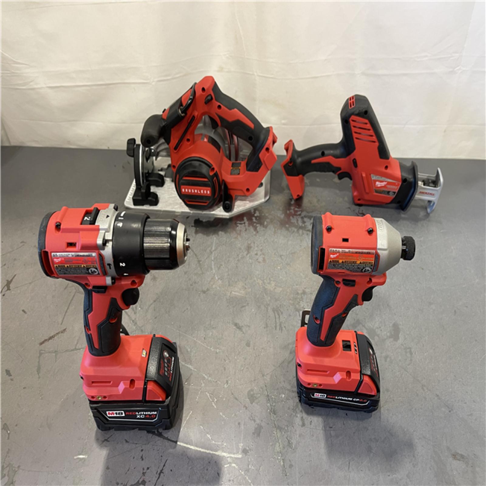 AS-IS - Milwaukee M18 18-Volt Lithium-Ion Brushless Cordless Combo Kit (4-Tool)