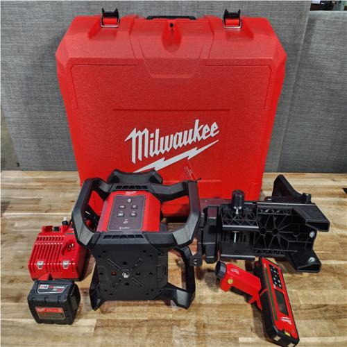 Houston Location AS-IS M18 1000 Ft. Green Interior Rotary Laser Level Kit with Remote/Receiver  Wall Mount Bracket  and Receiver Clamp