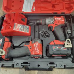 AS-IS  MILWAUKEE M18 FUEL 18V Lithium-Ion Brushless Cordless Hammer Drill and Impact Driver Combo Kit (2-Tool) with 2 Batteries