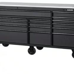 DALLAS LOCATION- AS-IS HUSKY 72 IN. 15- DRAWER MOBILE WORK CENTER- MATTE BLACK