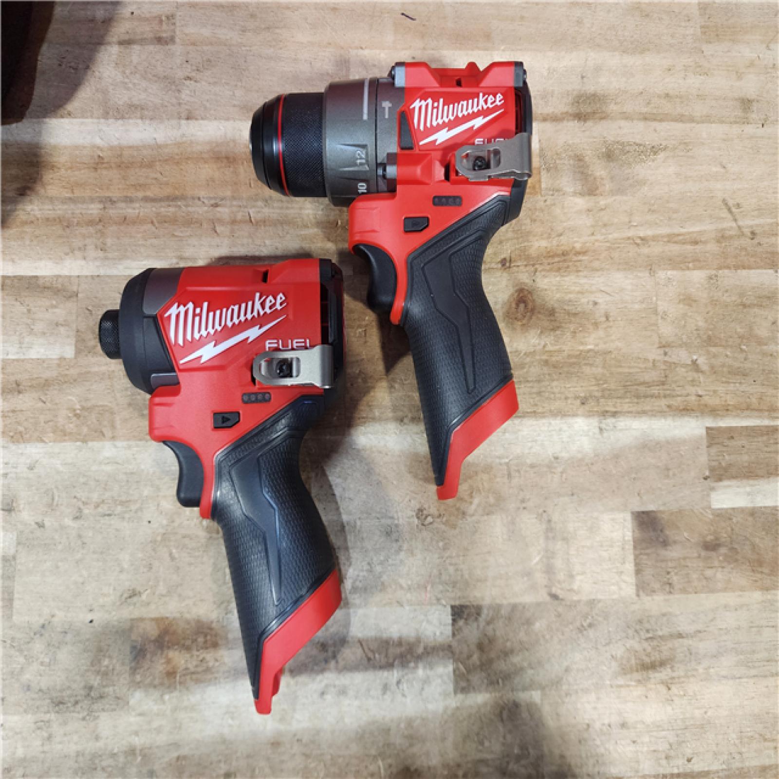 HOUSTON LOCATION - AS-IS Milwaukee FUEL 12-Volt Lithium-Ion Brushless Cordless Hammer Drill and Impact Driver Combo Kit