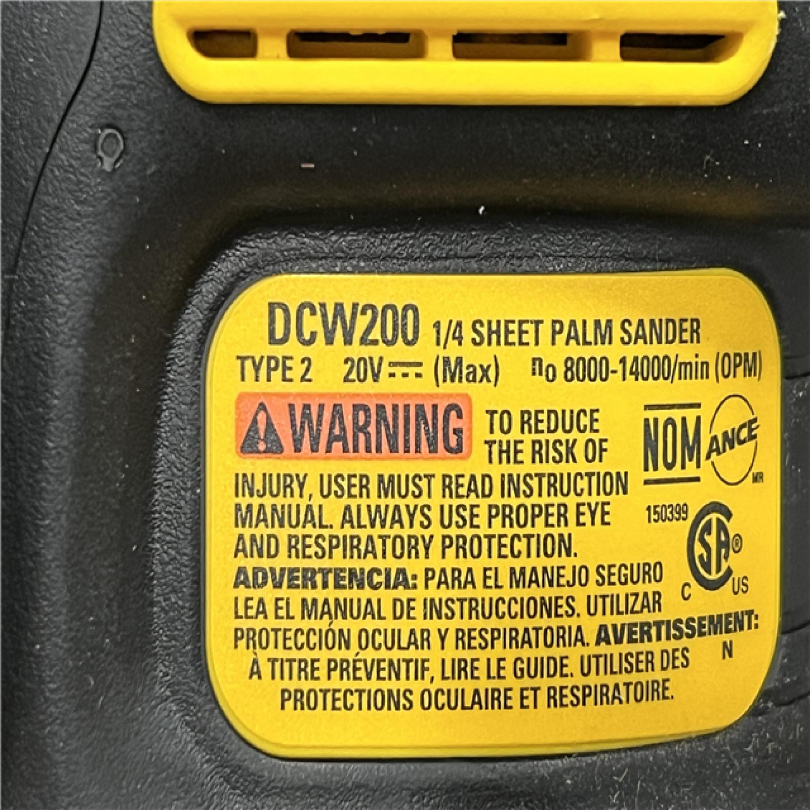 AS-IS DEWALT 20V MAX XR Cordless Brushless 1/4 Sheet Variable Speed Sander (Tool Only)