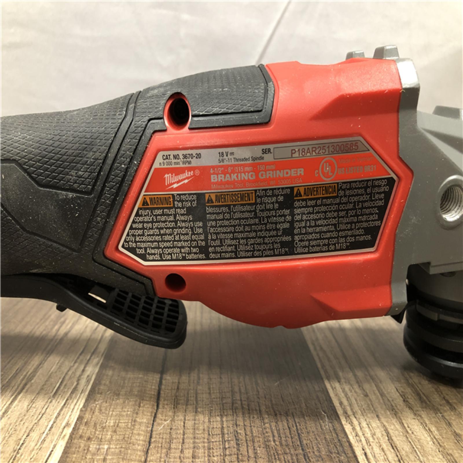 AS-IS Milwaukee  FUEL 18-Volt Lithium-Ion Brushless Cordless 4-1/2 in./6 in. Braking Grinder with Paddle Switch (Tool-Only)