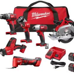 AS-IS - Milwaukee M18 18V Lithium-Ion Cordless Combo Kit (6-Tool) with Two 3.0 Ah Batteries, 1 Charger, 1 Tool Bag