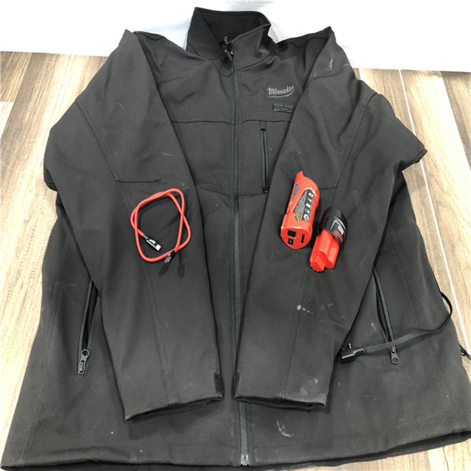 AS-IS Milwaukee Men's 2X-Large 12-Volt Lithium-Ion Cordless Tough Shell Black Heated Jacket with