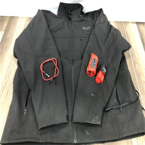 AS-IS Milwaukee Men's 2X-Large 12-Volt Lithium-Ion Cordless Tough Shell Black Heated Jacket with
