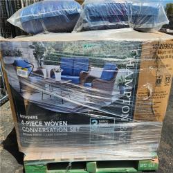 Phoenix NEW Hampton Bay Newshire 4-Piece Wicker Patio Conversation Set with Lake Cushions