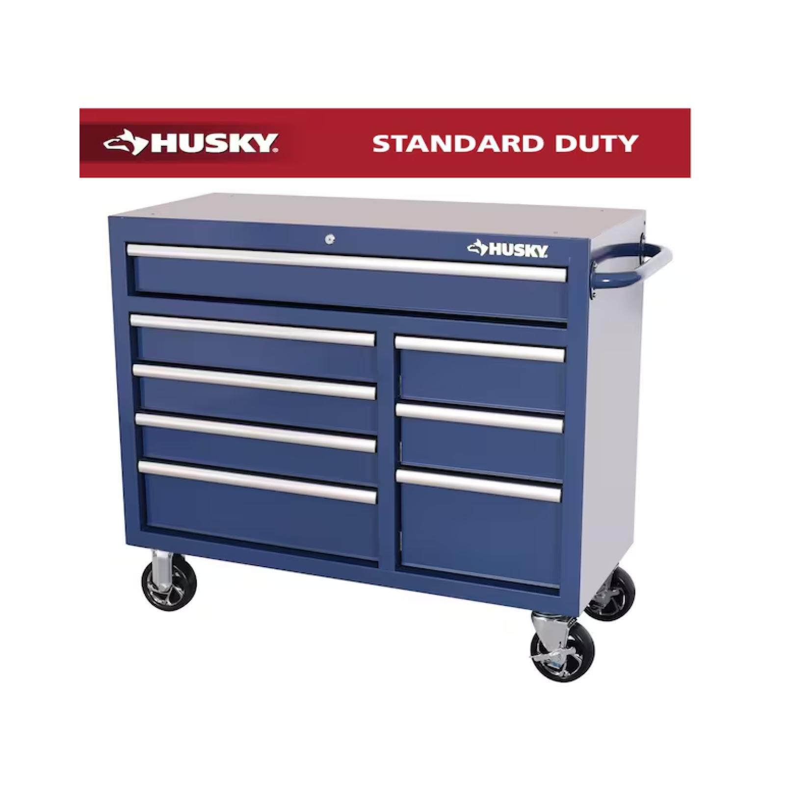 DALLAS LOCATION -Husky Standard Duty 42 in. 8-Drawer Blue Rolling Tool Cabinet PALLET-(2 UNITS)