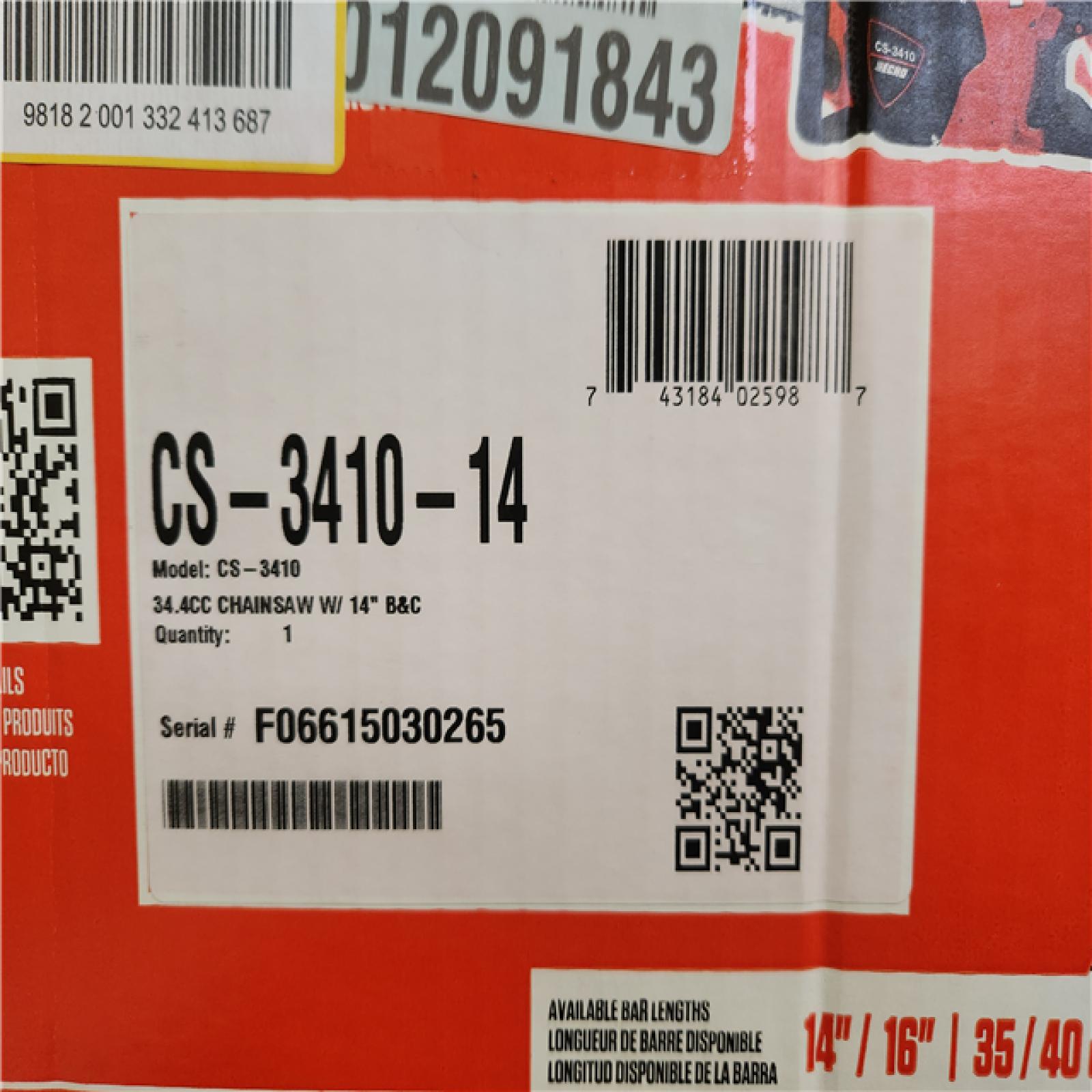 Phoenix NEW ECHO 14 in. 34.4 cc Gas 2-Stroke Rear Handle Chainsaw with Automatic Chain Oiler