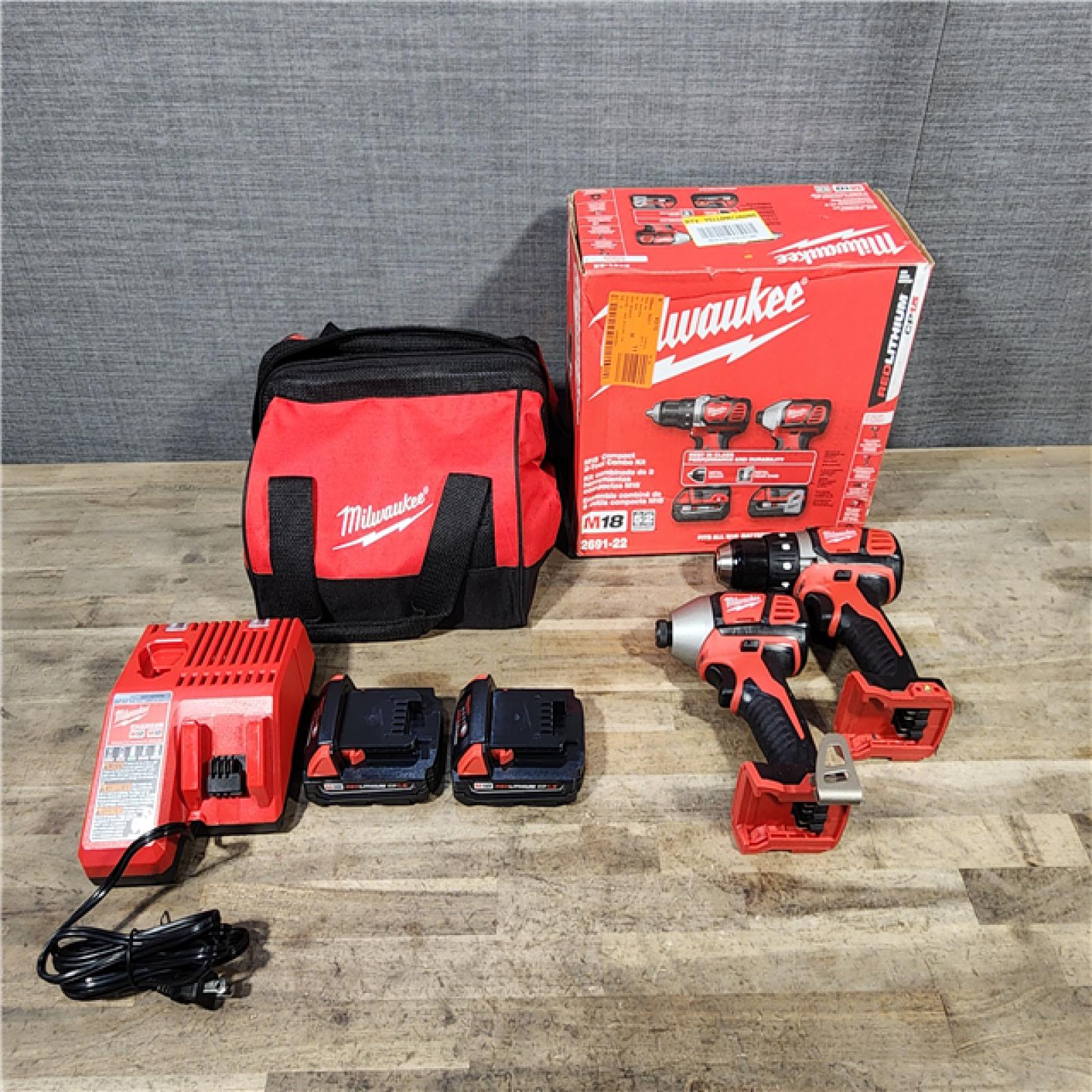 HOUSTON LOCATION - AS-IS Milwaukee M18 Brushed Cordless (2-Tool) Drill/Driver and Impact Driver Kit