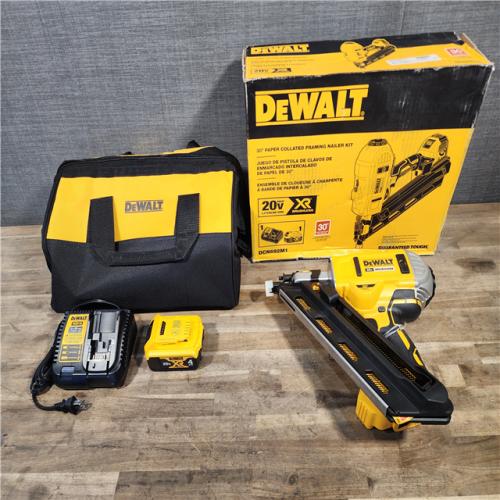 HOUSTON LOCATION - AS-IS (APPEARS LIKE NEW) DeWalt 20V MAX Brushless Cordless 2-Speed 30° Paper Collated Framing Nailer Kit