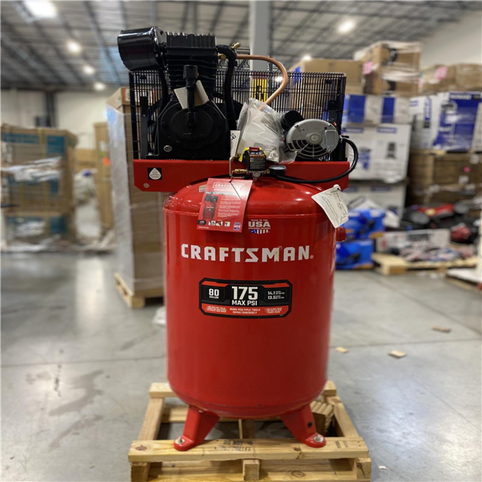 DALLAS LOCATION - CRAFTSMAN 80-Gallon Two Stage Electric 175 PSI Vertical Air Compressor with Accessories