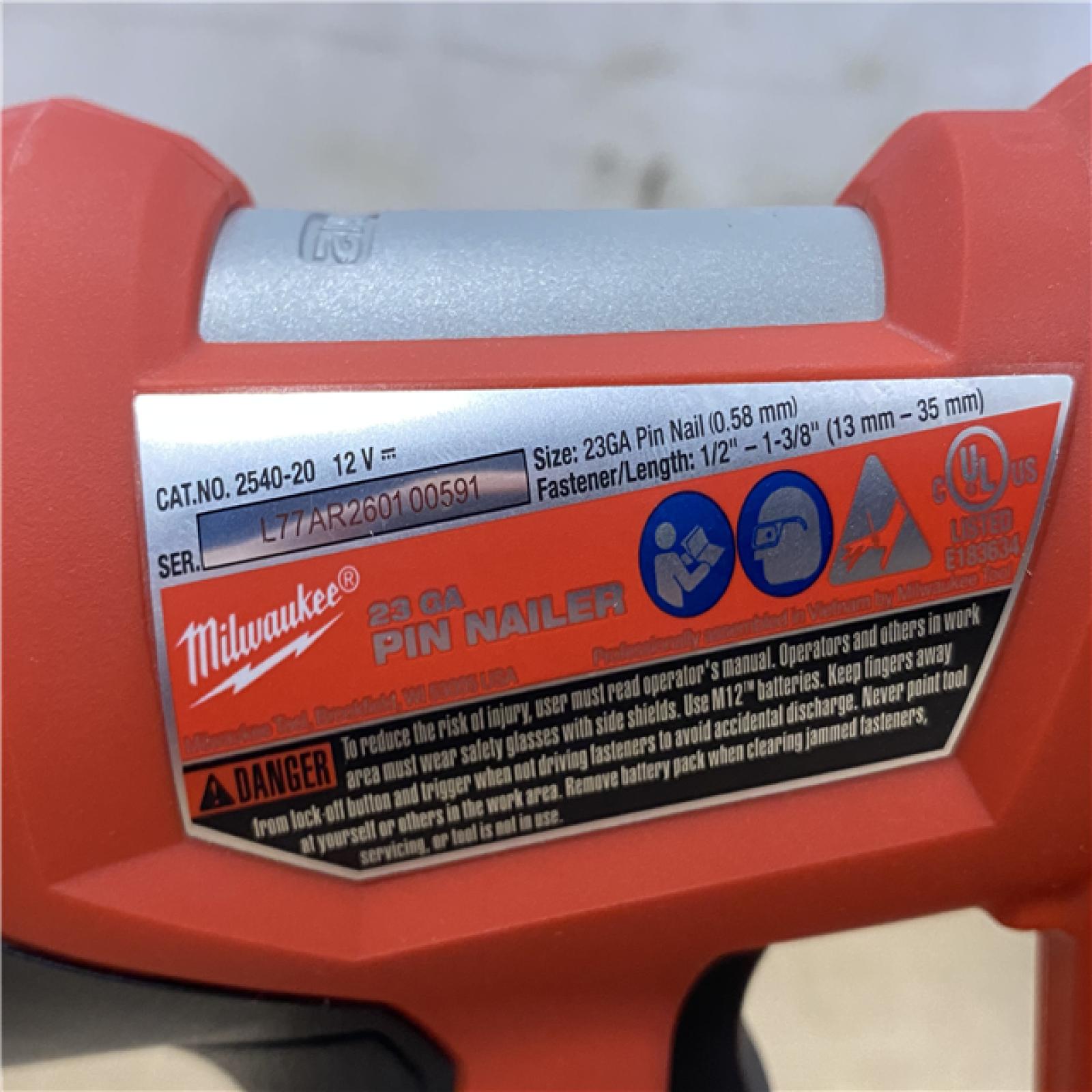 AS-IS Milwaukee M12 12-Volt 23-Gauge Lithium-Ion Cordless Pin Nailer (Tool-Only)