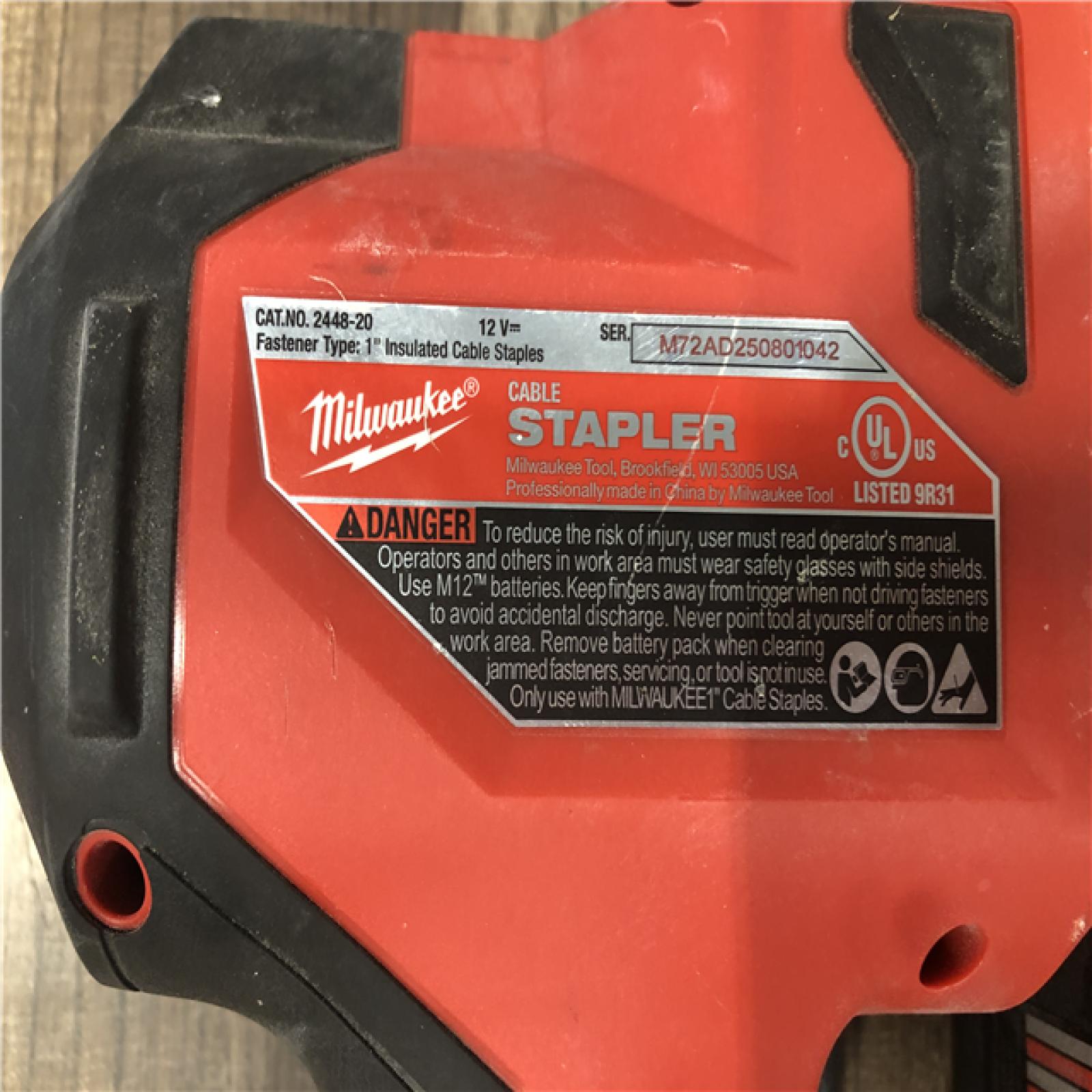 AS-IS Milwaukee M12 12-Volt Lithium-Ion Cordless Cable Stapler (Tool-Only)