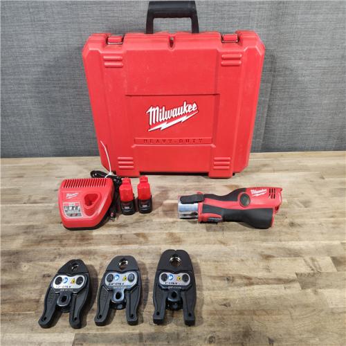 HOUSTON LOCATION - AS-IS MILWAUKEE 12-Volt Lithium-Ion Force Logic Cordless Press Tool Kit (3 Jaws Included) with Two 1.5 Ah Battery and Hard Case